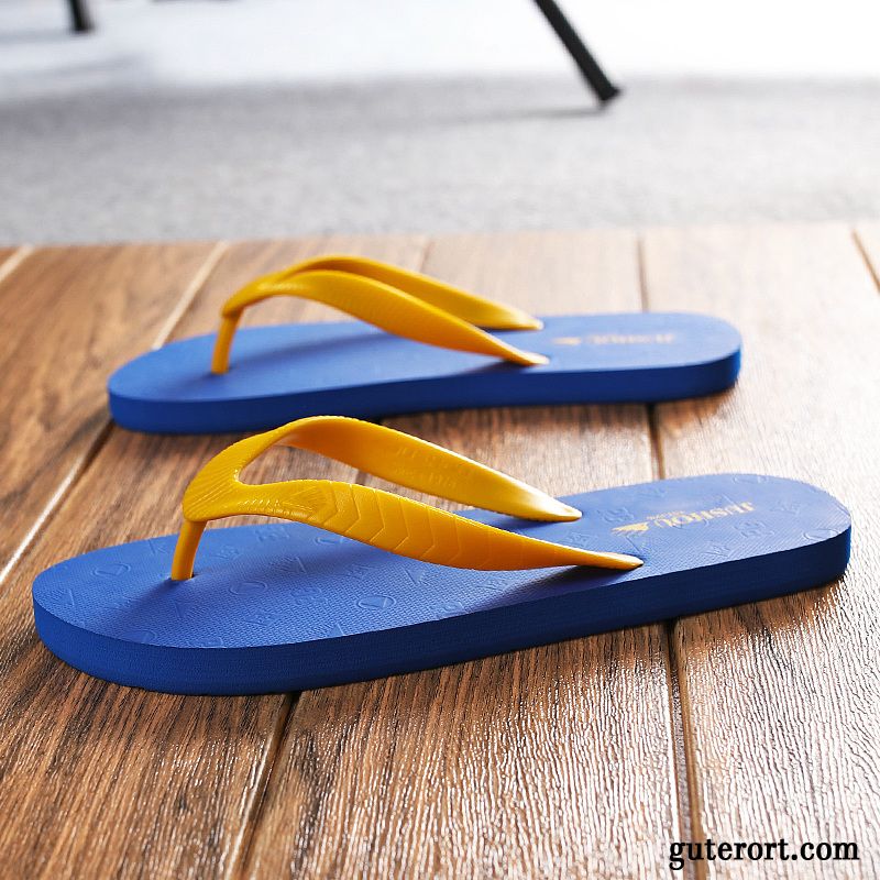 Flip Flops Herren Hausschuhe Trend Pantolette Sommer Neue Persönlichkeit Sandfarben Blau