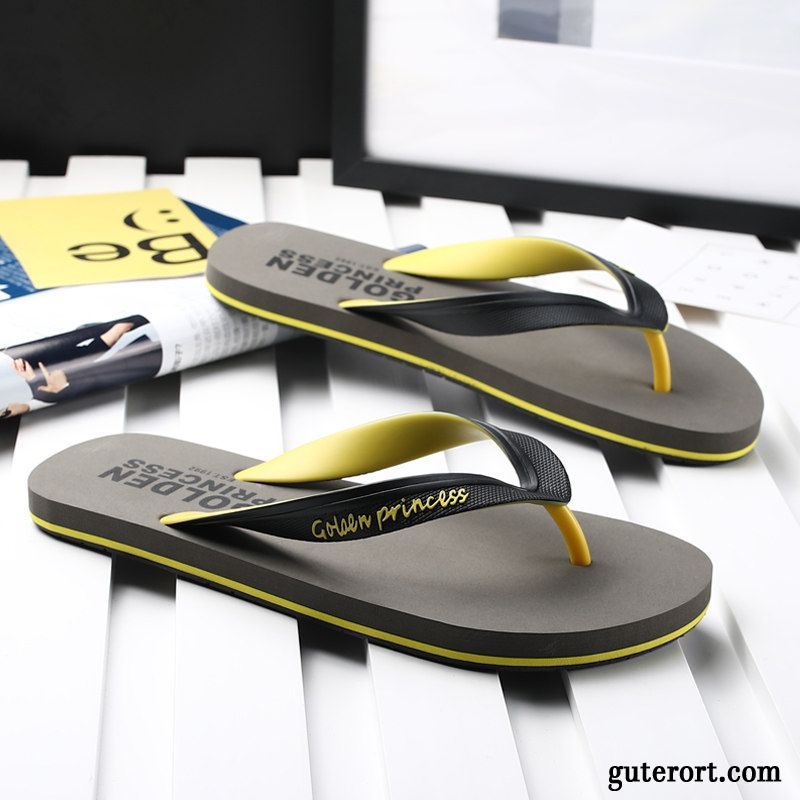 Flip Flops Herren Mode Sommer Europa Neue Trend Rutschsicher Sandfarben Schwarz