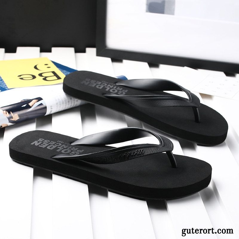 Flip Flops Herren Mode Sommer Europa Neue Trend Rutschsicher Sandfarben Schwarz