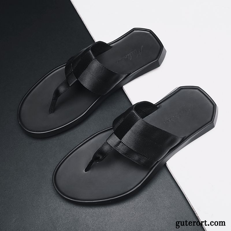 Flip Flops Herren Neue Persönlichkeit Hausschuhe Europa Trend Rutschsicher Sandfarben Schwarz