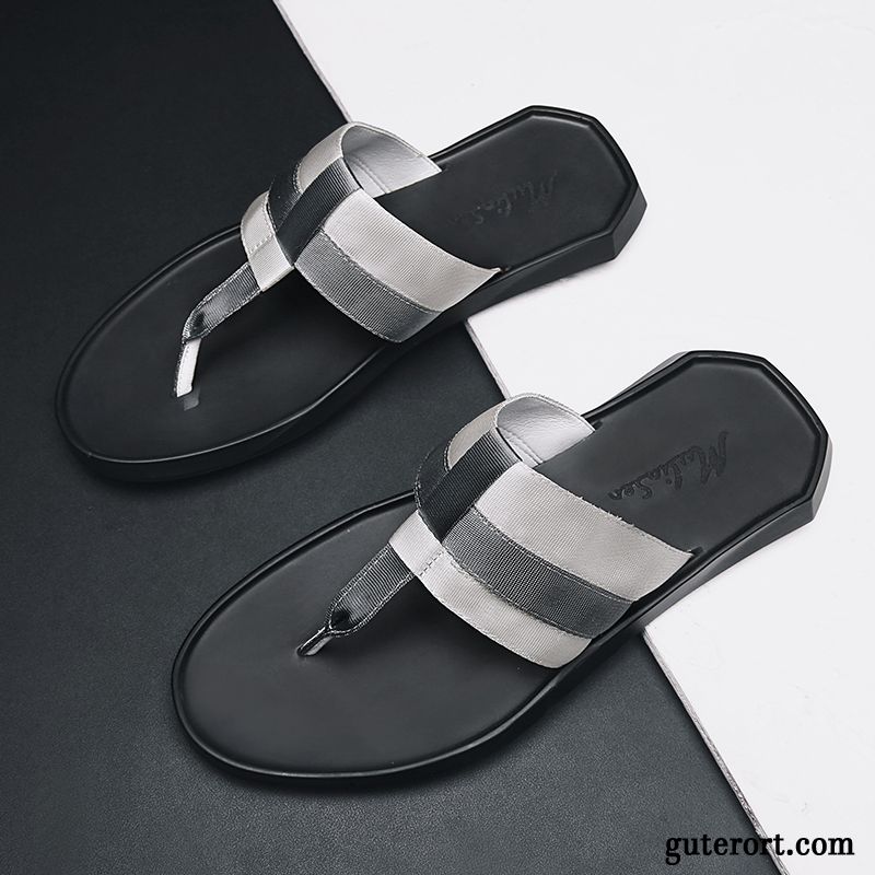 Flip Flops Herren Neue Persönlichkeit Hausschuhe Europa Trend Rutschsicher Sandfarben Schwarz