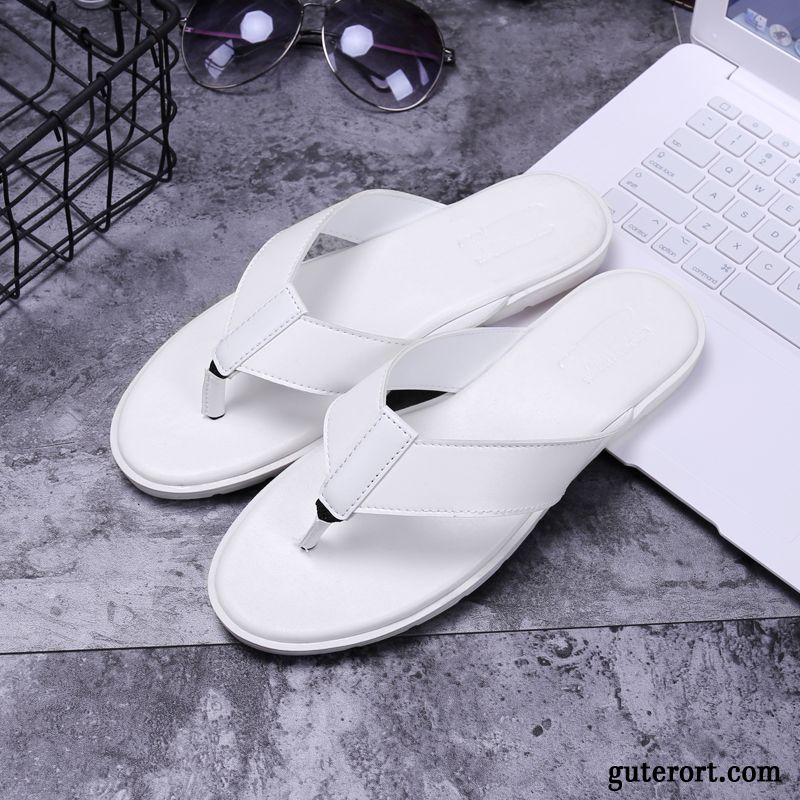 Flip Flops Herren Neue Schuhe Hausschuhe Sommer Ultra Rutschsicher Sandfarben Weiß