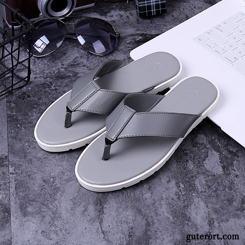 Flip Flops Herren Neue Schuhe Hausschuhe Sommer Ultra Rutschsicher Sandfarben Weiß