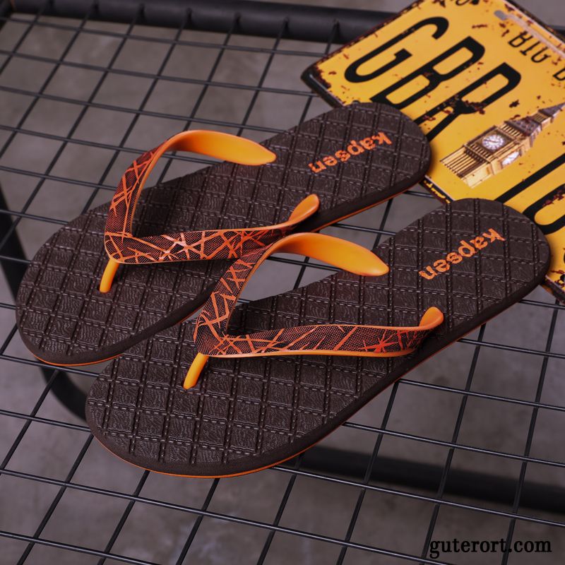 Flip Flops Herren Neue Trend Sandalen Persönlichkeit Rutschsicher Europa Sandfarben Schwarz