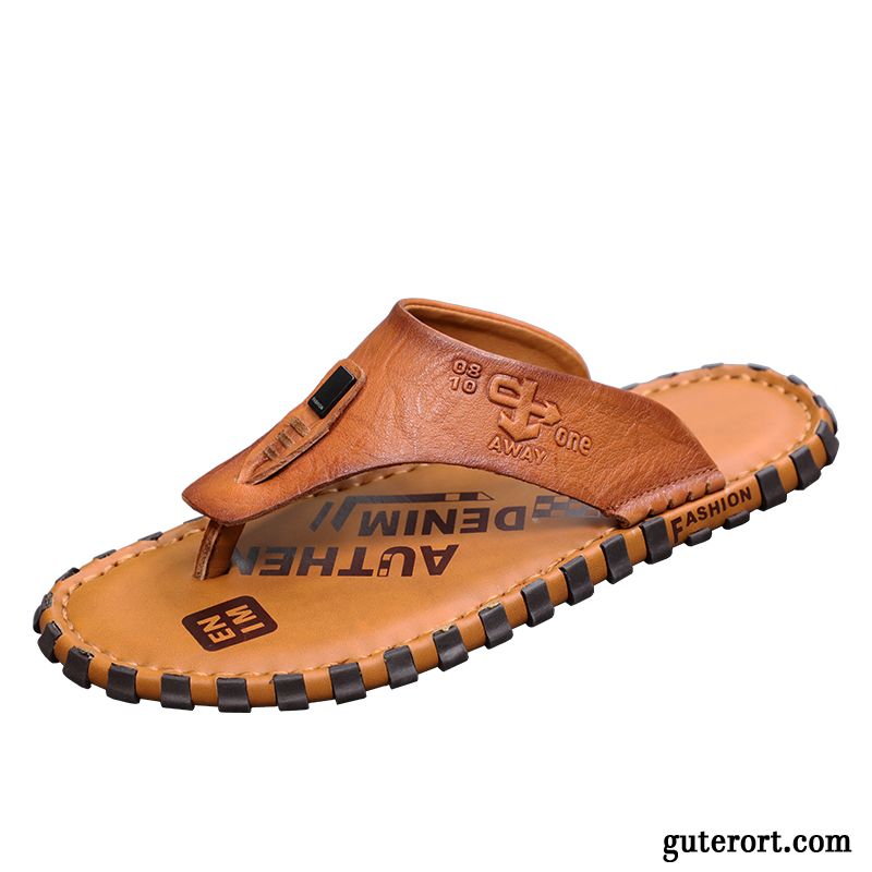 Flip Flops Herren Pantolette Rutschsicher Sommer Sandalen Hausschuhe Trend Sandfarben Braun