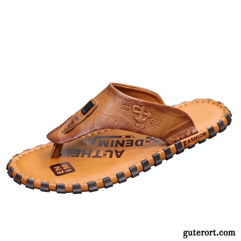 Flip Flops Herren Pantolette Rutschsicher Sommer Sandalen Hausschuhe Trend Sandfarben Braun