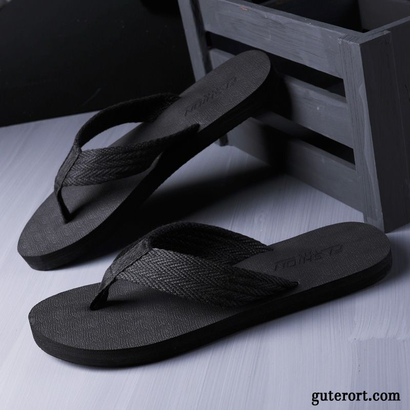 Flip Flops Herren Pantolette Trend Rutschsicher Sommer Persönlichkeit Mode Sandfarben Schwarz