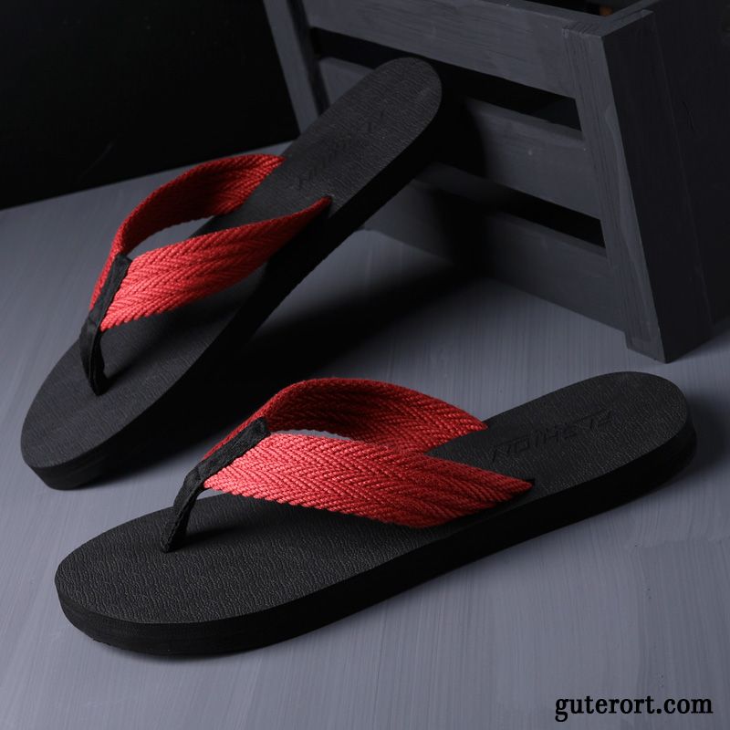 Flip Flops Herren Pantolette Trend Rutschsicher Sommer Persönlichkeit Mode Sandfarben Schwarz