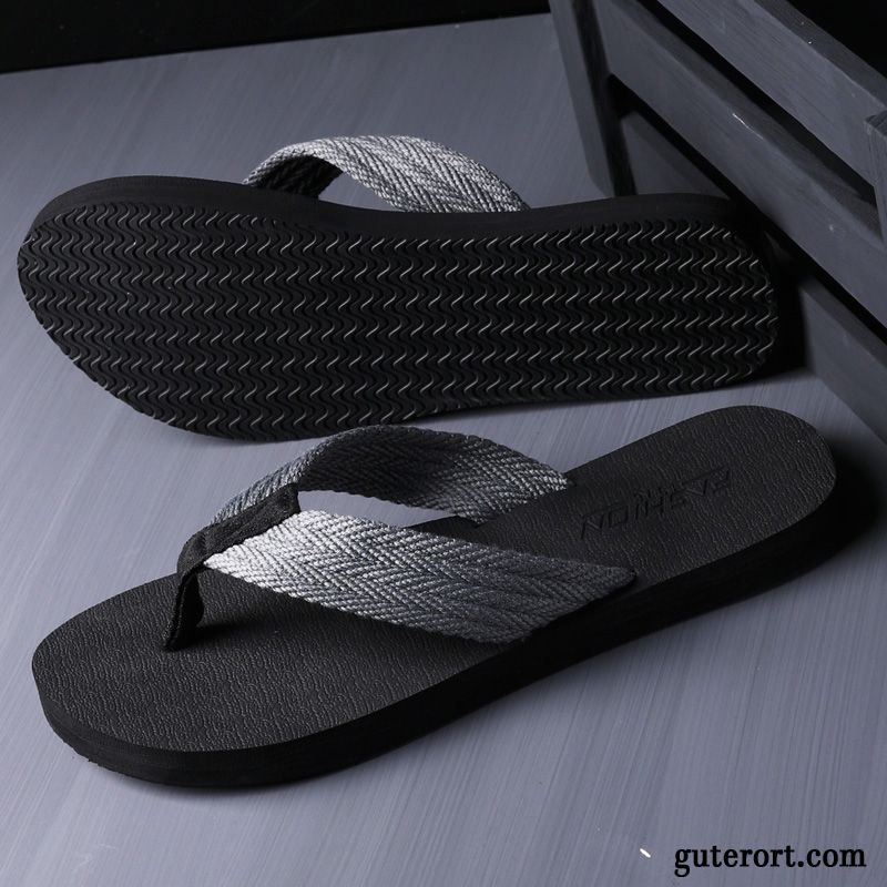 Flip Flops Herren Pantolette Trend Rutschsicher Sommer Persönlichkeit Mode Sandfarben Schwarz