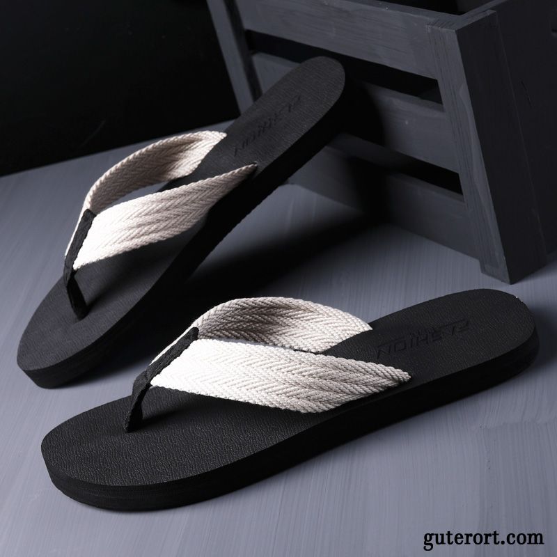 Flip Flops Herren Pantolette Trend Rutschsicher Sommer Persönlichkeit Mode Sandfarben Schwarz