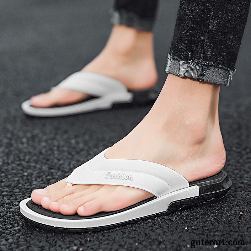 Flip Flops Herren Persönlichkeit Hausschuhe Sandalen Sommer Trend Europa Sandfarben Weiß