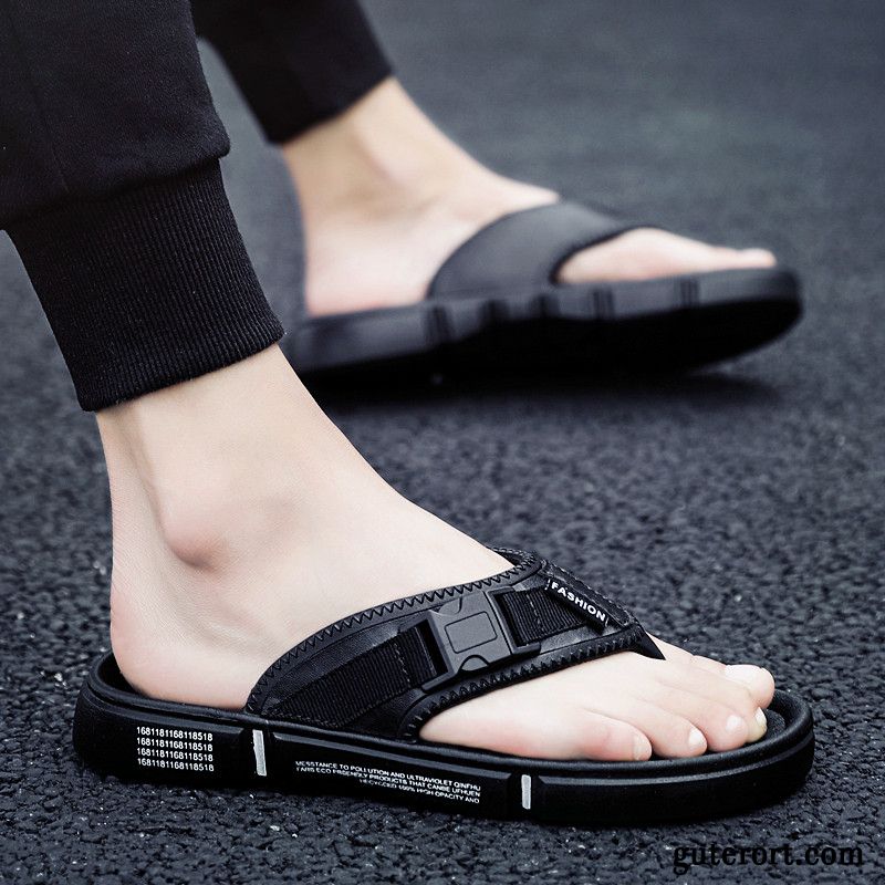 Flip Flops Herren Persönlichkeit Neue Schuhe Hausschuhe Sommer Sandalen Sandfarben Schwarz