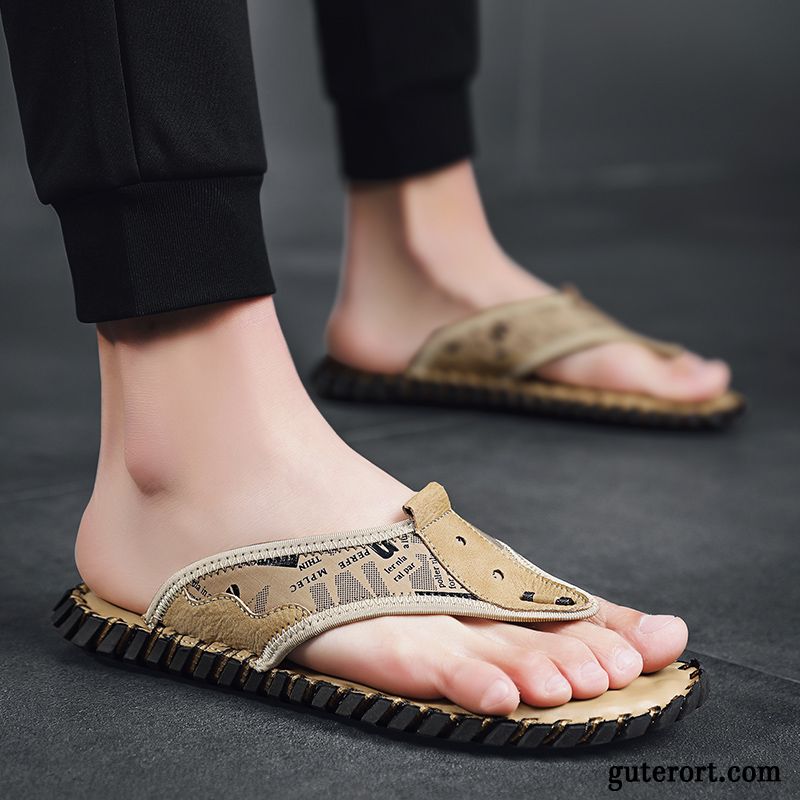 Flip Flops Herren Persönlichkeit Sandalen Hausschuhe Trend Neue Sommer Khaki Sandfarben