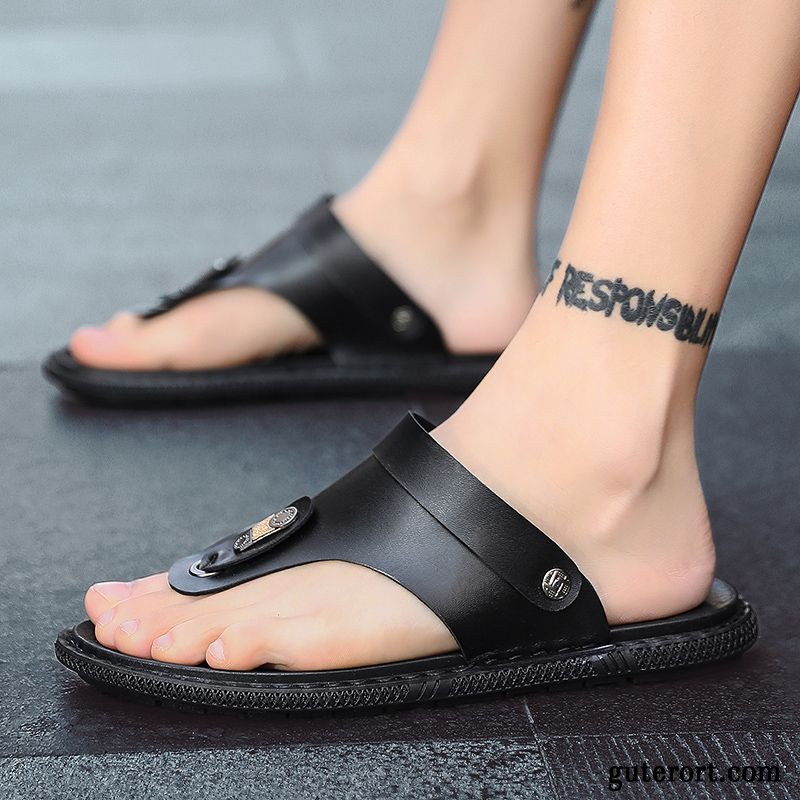 Flip Flops Herren Rutschsicher Casual Schuhe Trend Mode Sommer Sandfarben Weiß