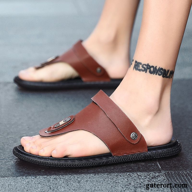 Flip Flops Herren Rutschsicher Casual Schuhe Trend Mode Sommer Sandfarben Weiß