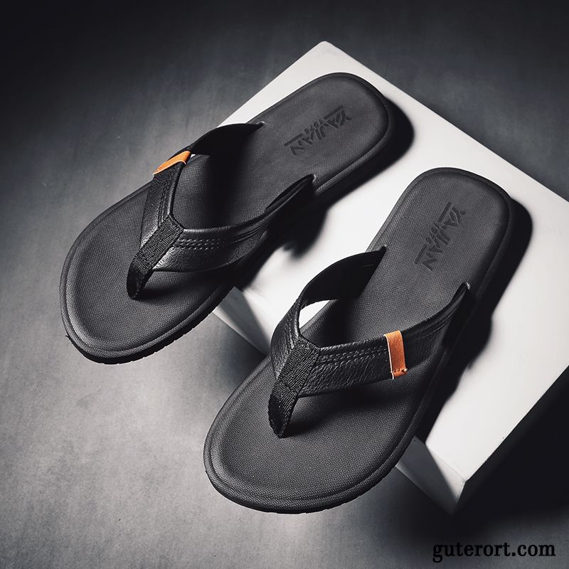 Flip Flops Herren Rutschsicher Draussen Neue Sommer Persönlichkeit Mode Sandfarben Schwarz