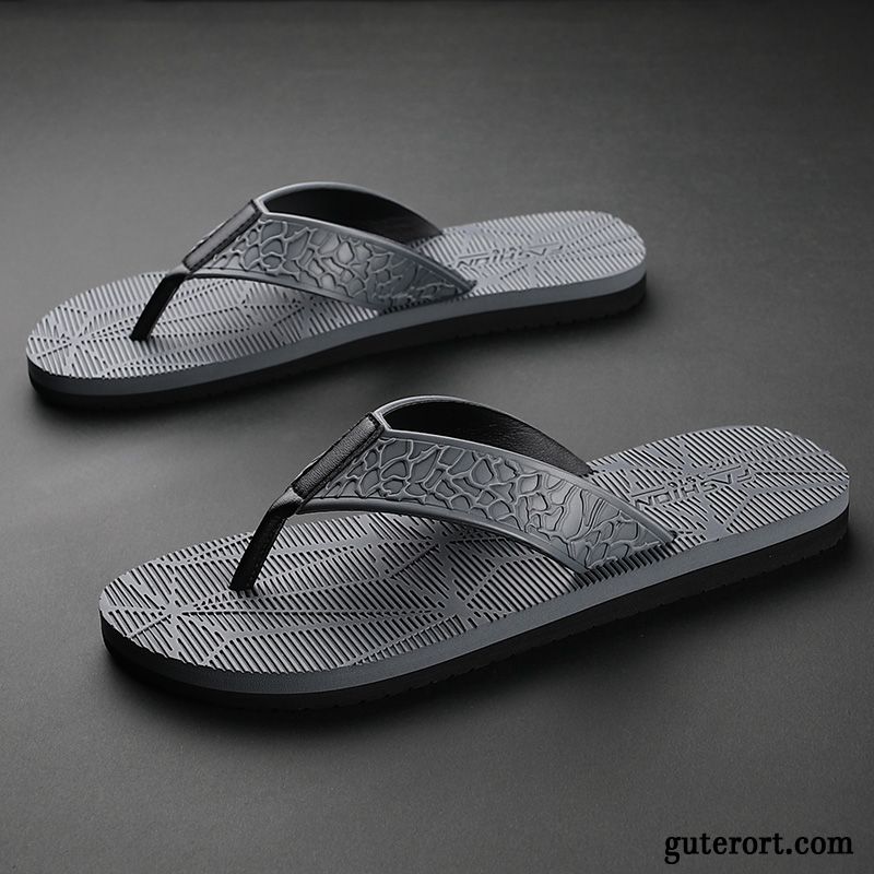 Flip Flops Herren Rutschsicher Draussen Neue Sommer Persönlichkeit Mode Sandfarben Schwarz