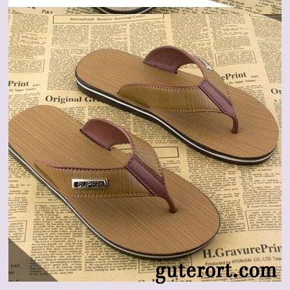 Flip Flops Herren Rutschsicher Europa Pantolette Sommer Schuhe Trend Khaki Sandfarben