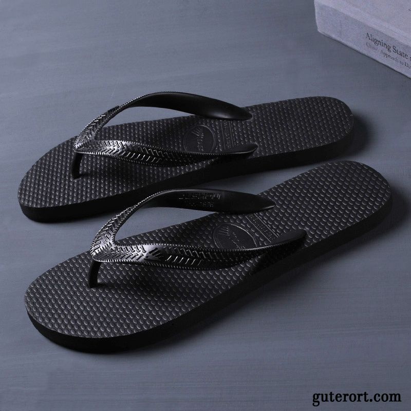 Flip Flops Herren Rutschsicher Pantolette Trend Mode Neue Europa Sandfarben Schwarz