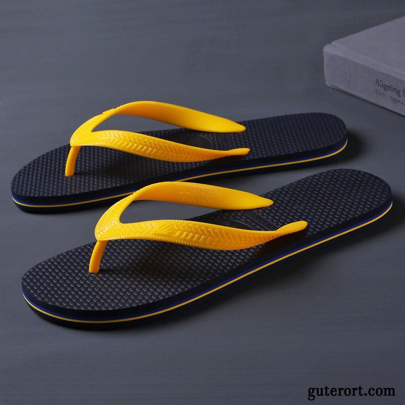 Flip Flops Herren Rutschsicher Pantolette Trend Mode Neue Europa Sandfarben Schwarz