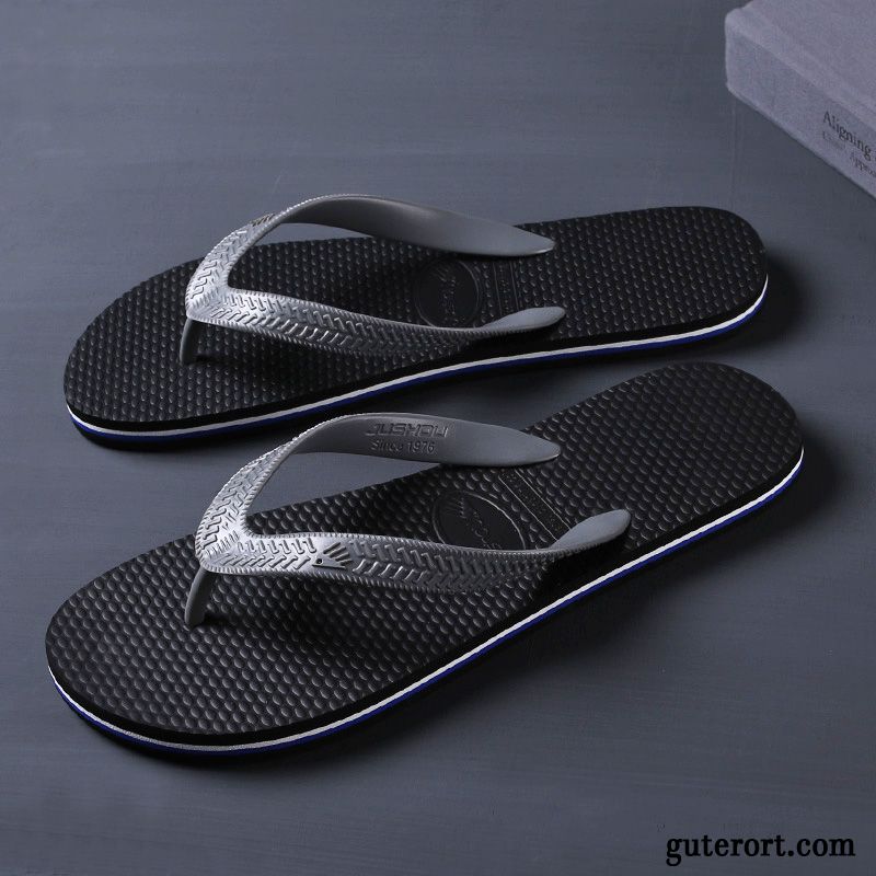 Flip Flops Herren Rutschsicher Pantolette Trend Mode Neue Europa Sandfarben Schwarz