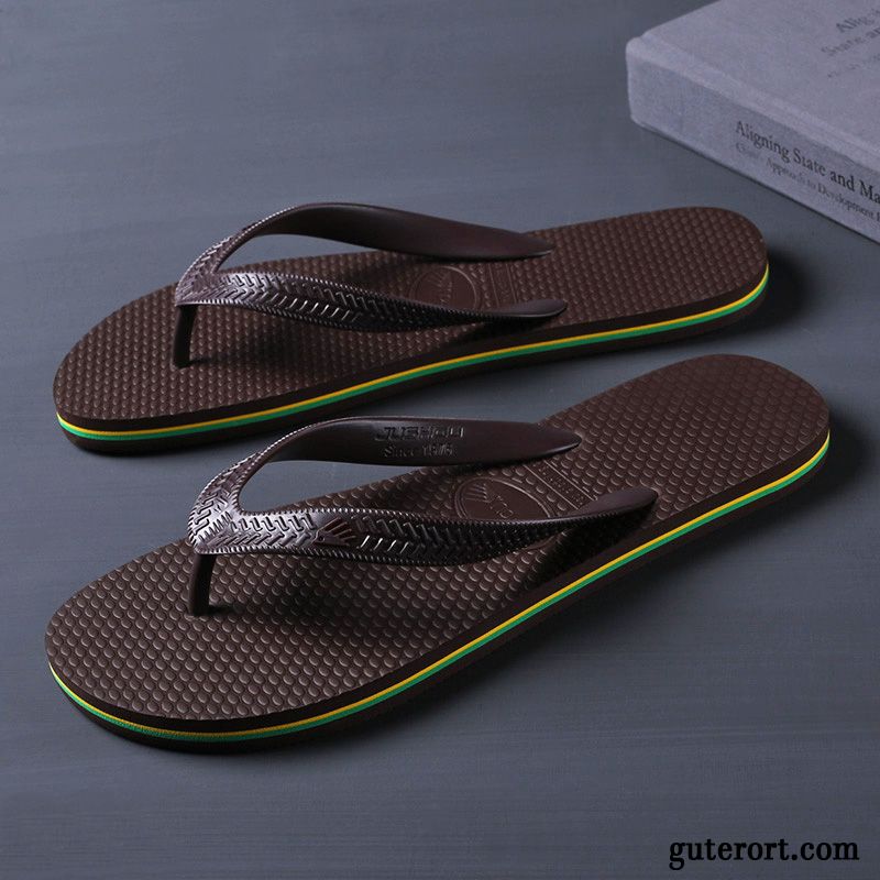 Flip Flops Herren Rutschsicher Pantolette Trend Mode Neue Europa Sandfarben Schwarz