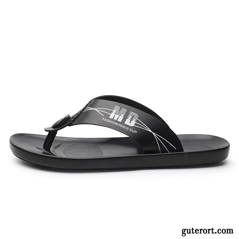 Flip Flops Herren Rutschsicher Persönlichkeit Hausschuhe Trend Sandalen Sommer Sandfarben Weiß