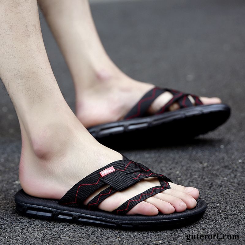 Flip Flops Herren Rutschsicher Sommer Europa Hausschuhe Feder Persönlichkeit Sandfarben Weiß