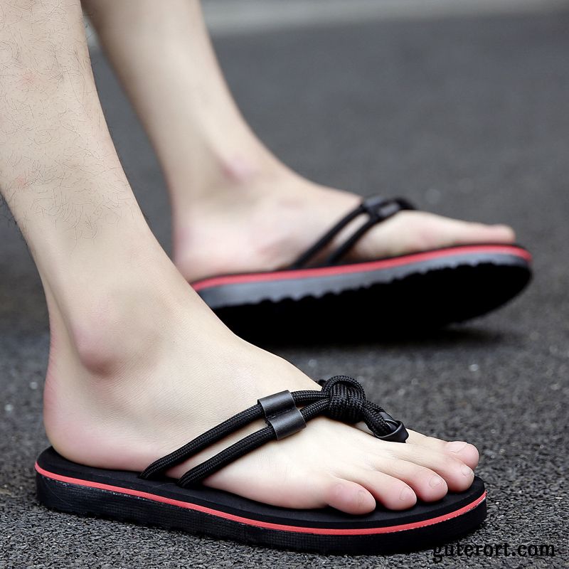 Flip Flops Herren Rutschsicher Sommer Europa Hausschuhe Feder Persönlichkeit Sandfarben Weiß