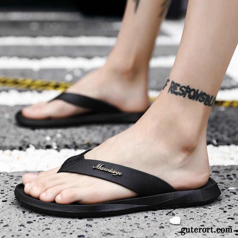 Flip Flops Herren Schuhe Neue Europa Sommer Trend Hausschuhe Sandfarben Schwarz