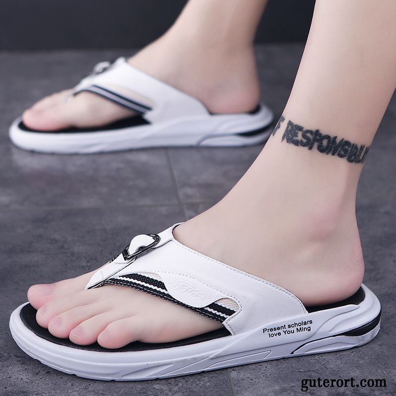 Flip Flops Herren Sommer Mode Trend Allgleiches Persönlichkeit Weiche Sohle Sandfarben Schwarz