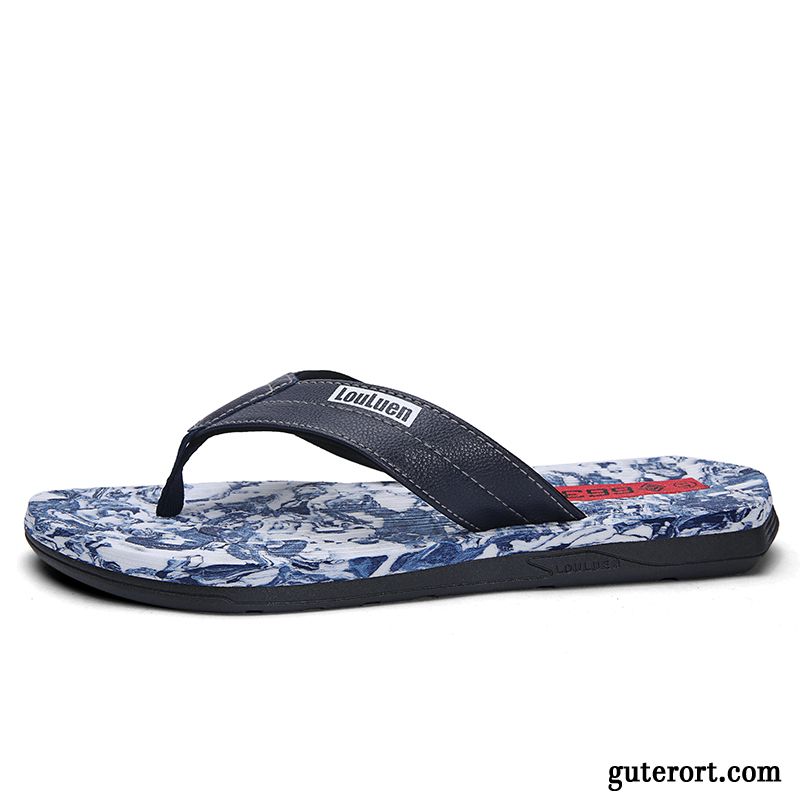 Flip Flops Herren Sommer Trend Persönlichkeit Pantolette Neue Europa Sandfarben Blau