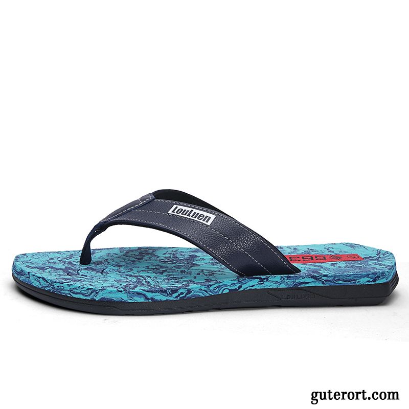 Flip Flops Herren Sommer Trend Persönlichkeit Pantolette Neue Europa Sandfarben Blau