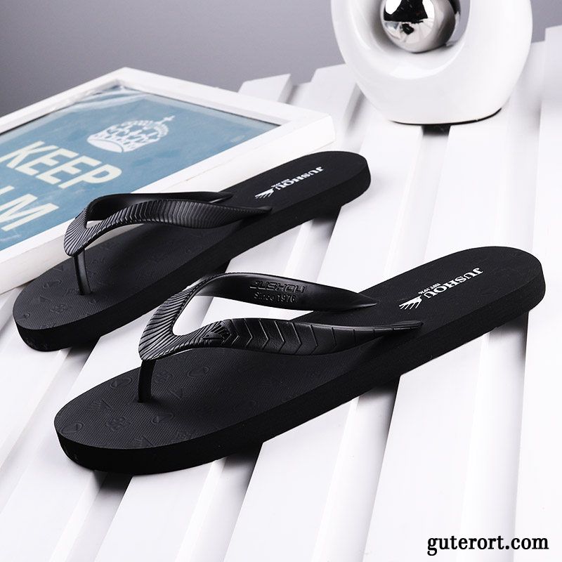 Flip Flops Herren Sommer Weiche Sohle Hausschuhe Trend Neue Mode Sandfarben Schwarz