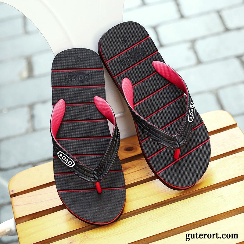 Flip Flops Herren Sommer Weiche Sohle Schuhe Hausschuhe Einfach Rutschsicher Sandfarben Grau