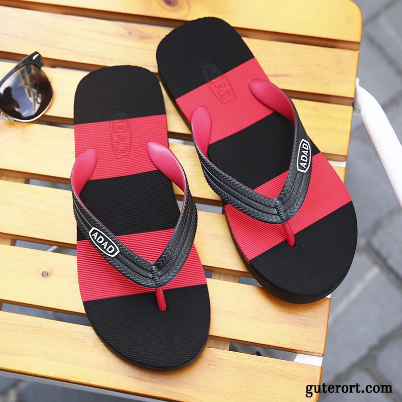 Flip Flops Herren Sommer Weiche Sohle Schuhe Hausschuhe Einfach Rutschsicher Sandfarben Grau