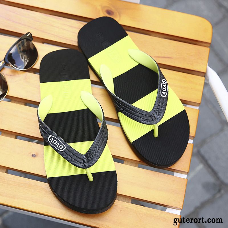 Flip Flops Herren Sommer Weiche Sohle Schuhe Hausschuhe Einfach Rutschsicher Sandfarben Grau