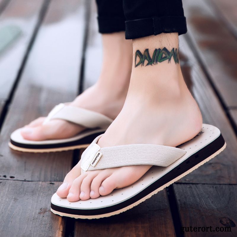 Flip Flops Herren Tragen Mode Rutschsicher Trend Hausschuhe Persönlichkeit Grün Sandfarben