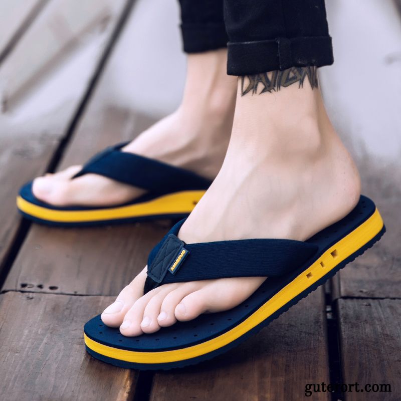 Flip Flops Herren Tragen Mode Rutschsicher Trend Hausschuhe Persönlichkeit Grün Sandfarben