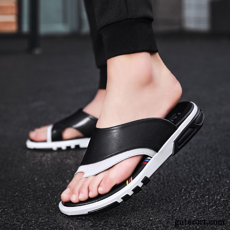 Flip Flops Herren Trend Rutschsicher Hausschuhe Sandalen Sommer Persönlichkeit Sandfarben Schwarz