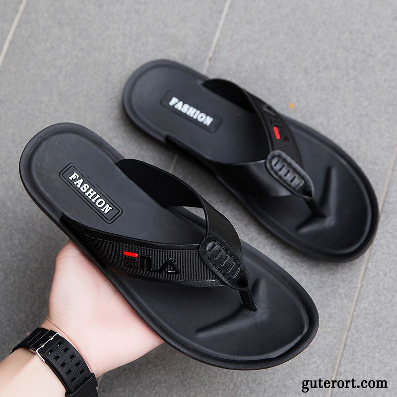 Flip Flops Herren Trend Rutschsicher Mode Persönlichkeit Hausschuhe Sandalen Sandfarben Schwarz