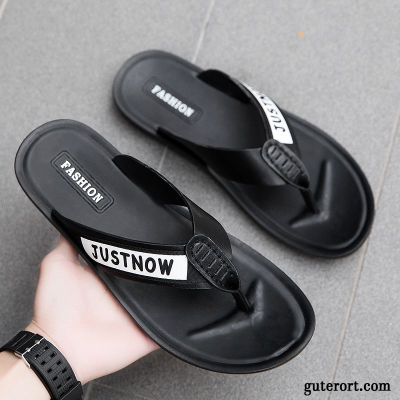 Flip Flops Herren Trend Rutschsicher Mode Persönlichkeit Hausschuhe Sandalen Sandfarben Schwarz