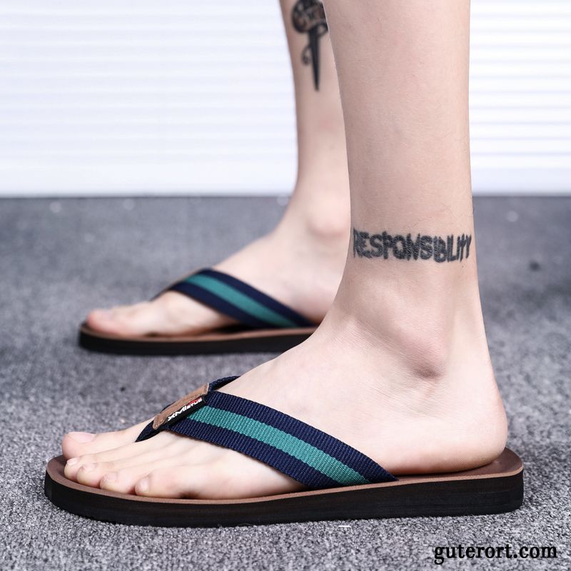 Flip Flops Herren Weberei Streifen Rutschsicher Hausschuhe Mode Sommer Sandfarben Braun