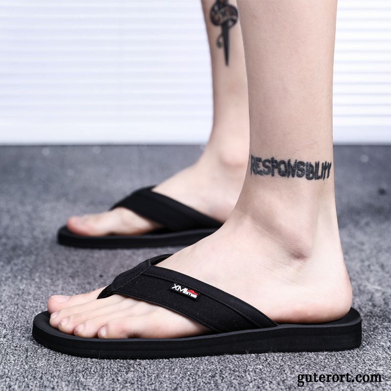 Flip Flops Herren Weberei Streifen Rutschsicher Hausschuhe Mode Sommer Sandfarben Braun