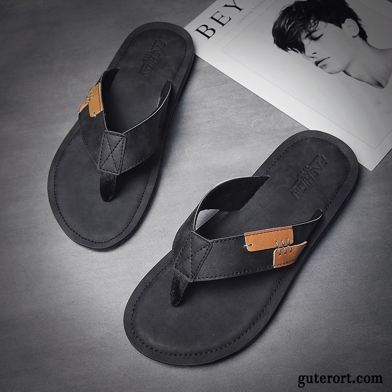 Flip Flops Herren Weiche Sohle Sommer Rutschsicher Pantolette Europa Trend Braun