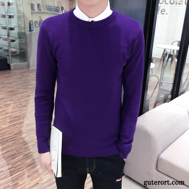 Gelbe Pullover Herren Violett, Kaschmir Mode Pullover Herren Günstig