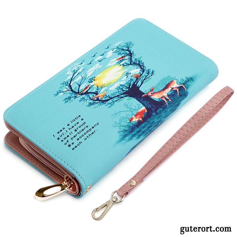 Geldbörse Damen Langer Abschnitt Mini Frisch Brieftaschen Niedlich Student Braun