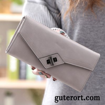 Geldbörse Damen Mode Drei Falten Tasche Brieftasche Langer Abschnitt Neu Purpur Lila