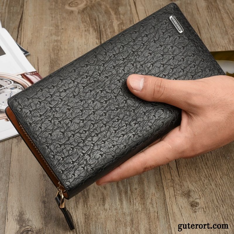 Geldbörse Herren Clutch Telefon Reißverschluss Tasche Braun Freizeit