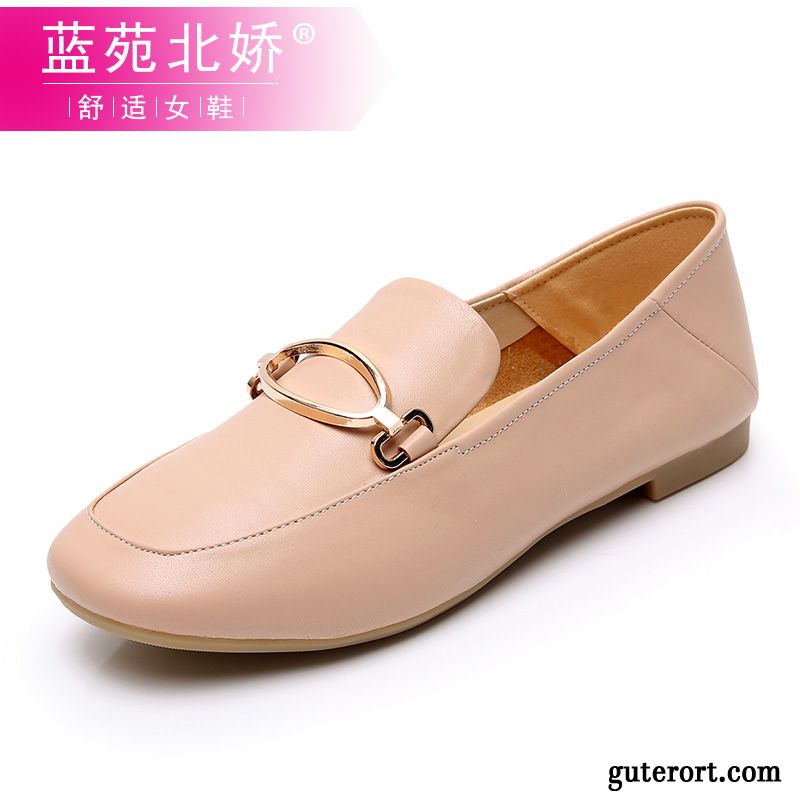 Halbschuhe Damen Slip-on Allgleiches Schnürschuhe Weiche Sohle Flache Neue Nackte Farbe